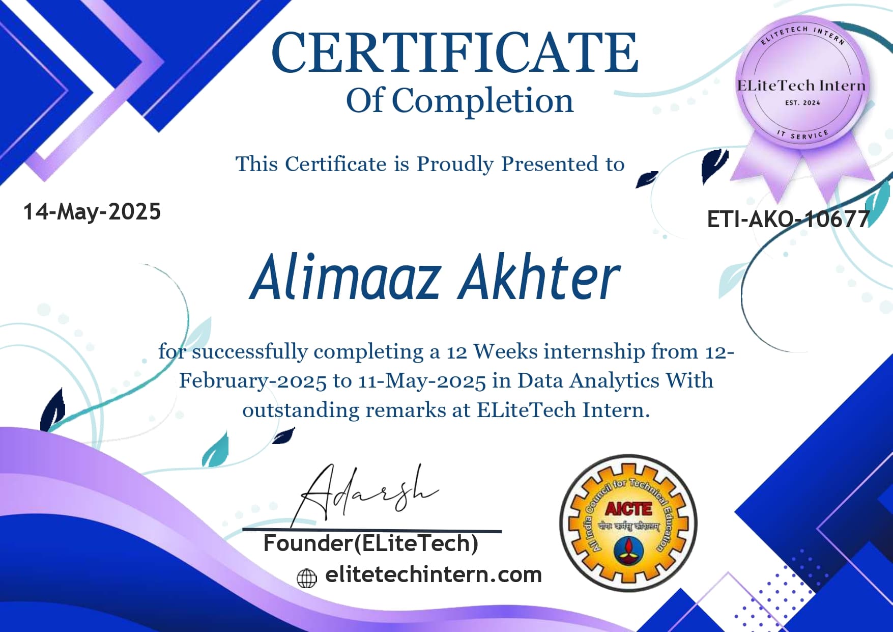 Certification of Completion