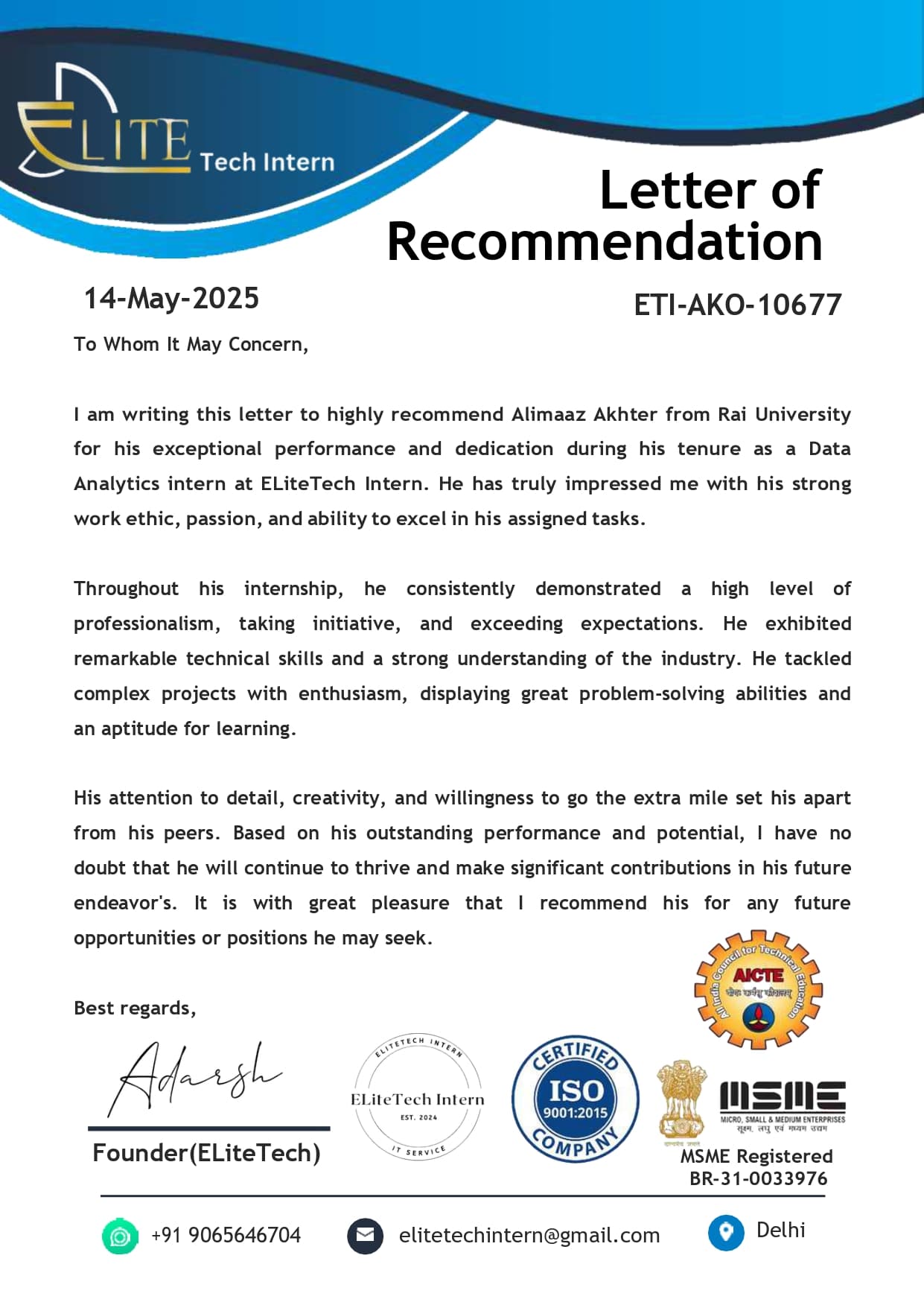 Letter of Recommendation 1